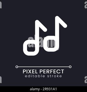 Musical notes pixel perfect white linear ui icon for dark theme Stock Vector