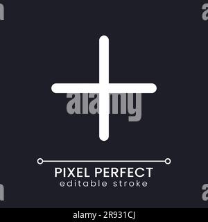 Plus pixel perfect white linear ui icon for dark theme Stock Vector