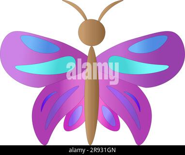 Butterfly on a white background, children's drawing. Vector illustration Stock Vector