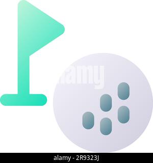 Golf ball and cup tag pixel perfect flat gradient two-color ui icon Stock Vector