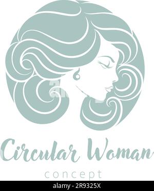 Woman Circle Face Hair Salon Hairdresser Design Stock Vector