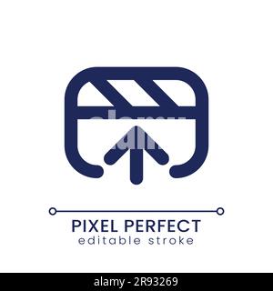 Export video file pixel perfect linear ui icon Stock Vector