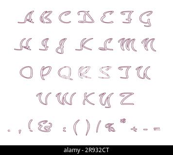 Creative cursive line style alphabet set Stock Vector