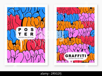 multicolored background, graffiti letters, bright colored inscriptions in the style of graffiti street art Stock Vector