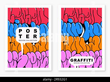 multicolored background, graffiti letters, bright colored inscriptions in the style of graffiti street art Stock Vector
