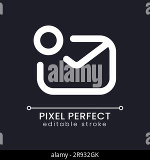 Letter notification pixel perfect white linear ui icon for dark theme Stock Vector