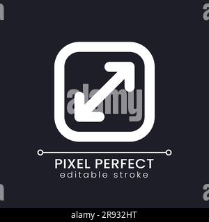 Screen enlargement pixel perfect white linear ui icon for dark theme Stock Vector