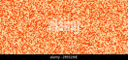 Seamless pixelated orange texture. Red noise grain pattern. Colorful mosaic background. Yellow orange shades glitter vector background Stock Vector
