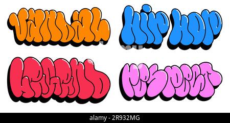 multicolored background, graffiti letters, bright colored inscriptions in the style of graffiti street art Stock Vector