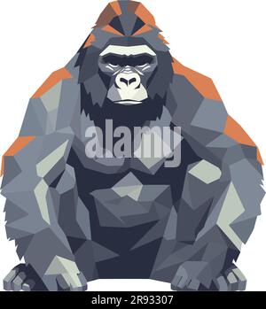 big gorilla illustration over white Stock Vector