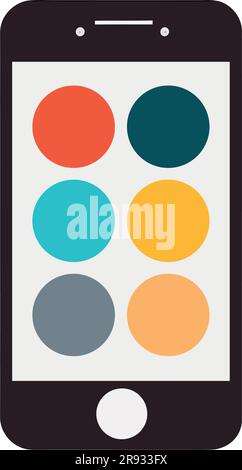 Multicolored circles on a phone over white Stock Vector