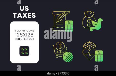 US taxes yellow solid gradient desktop icons Stock Vector