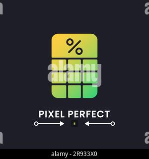 Percentage calculator yellow solid gradient desktop icon on black Stock Vector