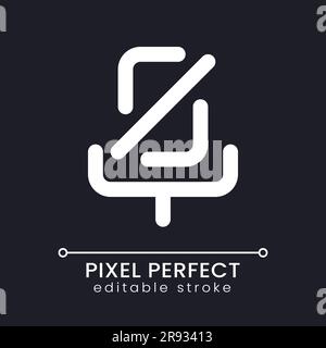 Turn off microphone pixel perfect white linear ui icon for dark theme Stock Vector