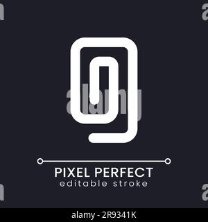 Paperclip pixel perfect white linear ui icon for dark theme Stock Vector
