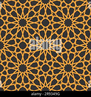 Mashrabiya arabesque arabic pattern. Seamless islamic background. Ethnic ornate window ornament, arabian mosaic vector wrapping paper or arab Mashrabiya grid textile backdrop, wallpaper line pattern Stock Vector