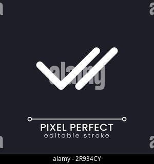 Double checkmark pixel perfect white linear ui icon for dark theme Stock Vector