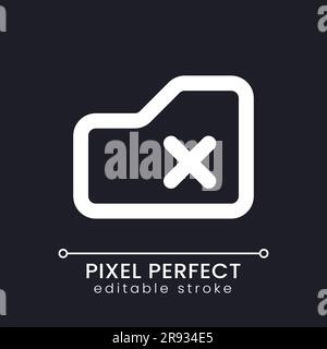 Delete from folder pixel perfect white linear ui icon for dark theme Stock Vector