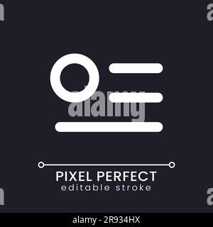 Menu notification pixel perfect white linear ui icon for dark theme Stock Vector
