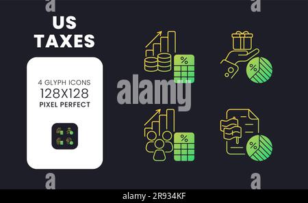 US taxes yellow solid gradient desktop icons Stock Vector