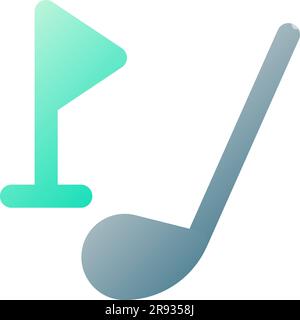 Golf driver and cup tag pixel perfect flat gradient two-color ui icon Stock Vector