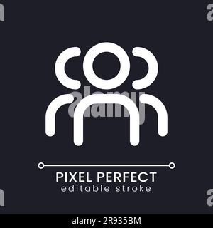 Online community pixel perfect white linear ui icon for dark theme Stock Vector