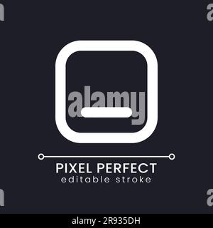 Minimize button pixel perfect white linear ui icon for dark theme Stock Vector