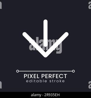 Move downward pixel perfect white linear ui icon for dark theme Stock Vector