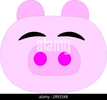 Cheerful pig on a white background, children's drawing. Vector illustration Stock Vector