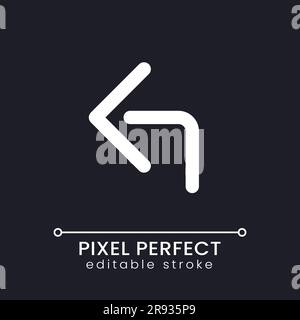 Reply arrow pixel perfect white linear ui icon for dark theme Stock Vector