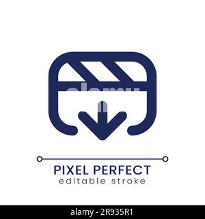 Import video file pixel perfect linear ui icon Stock Vector