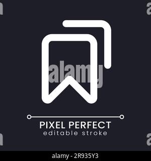 Saved messages pixel perfect white linear ui icon for dark theme Stock Vector