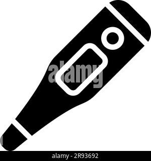 Electronic thermometer black glyph icon Stock Vector