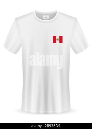 T-shirt with Peru flag on a white background. Vector illustration. Stock Photo