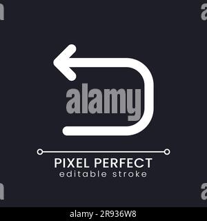 Backward arrow pixel perfect white linear ui icon for dark theme Stock Vector