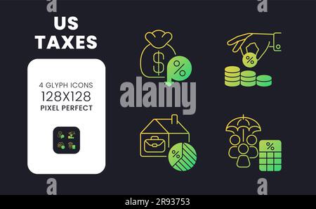 US taxes yellow solid gradient desktop icons Stock Vector