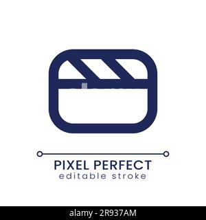 Video file pixel perfect linear ui icon Stock Vector