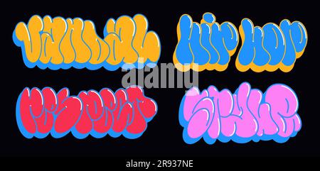 multicolored background, graffiti letters, bright colored inscriptions in the style of graffiti street art Stock Vector