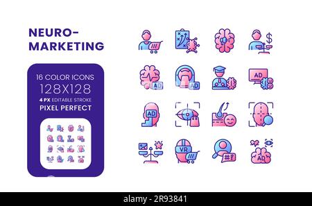 Neuromarketing gradient fill desktop icons Stock Vector