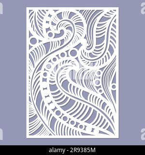 Wedding card with abstract plants. Template for laser cutting of paper, cardboard, metal, wood. Vector Stock Vector