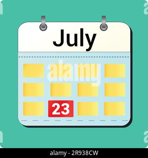 calendar vector drawing, date JULY 23 on the page Stock Vector