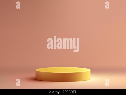 3D realistic empty yellow podium stand studio room background minimal style. Use for beauty cosmetic presentation, showcase mockup, showroom, product Stock Vector
