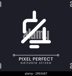 Mute notification sound pixel perfect white linear ui icon for dark theme Stock Vector