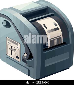 Modern printer prints document with electricity over white Stock Vector