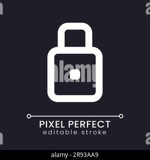 Padlock pixel perfect white linear ui icon for dark theme Stock Vector
