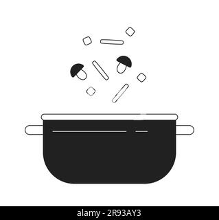 Add vegetables into pot semi flat colour vector object Stock Vector