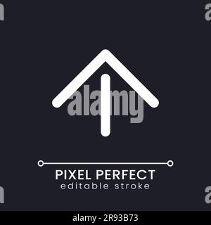 Move upward pixel perfect white linear ui icon for dark theme Stock Vector