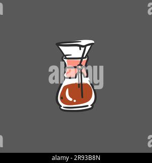 Hand drawn vector abstract graphic doodle simple minimalistic line illustrations with coffee brewing equipment ,preparing coffee drinks. Coffee vector Stock Vector