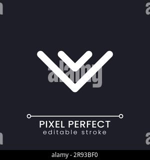 Scroll to bottom pixel perfect white linear ui icon for dark theme Stock Vector