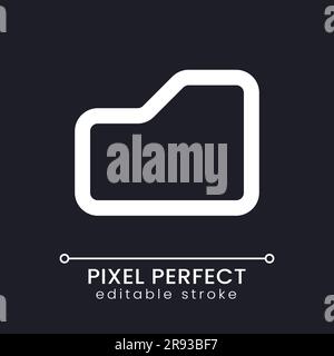 Folder pixel perfect white linear ui icon for dark theme Stock Vector